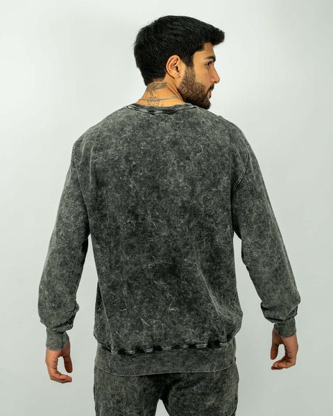 Essential Washed Sweater - Negro