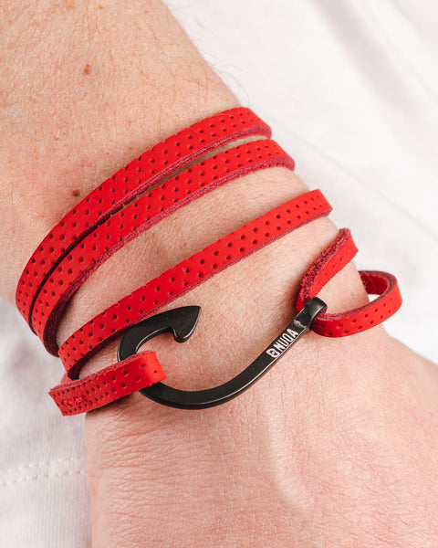 Leather Hook Bracelet - Rojo