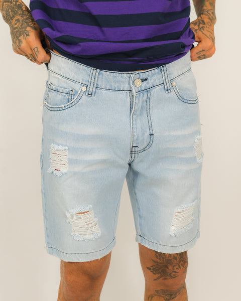 Denim Short Rasgado 2022 - Hielo
