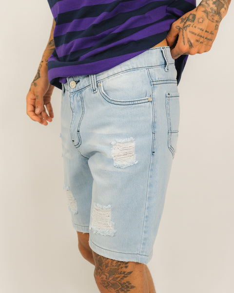 Denim Short Rasgado 2022 - Hielo