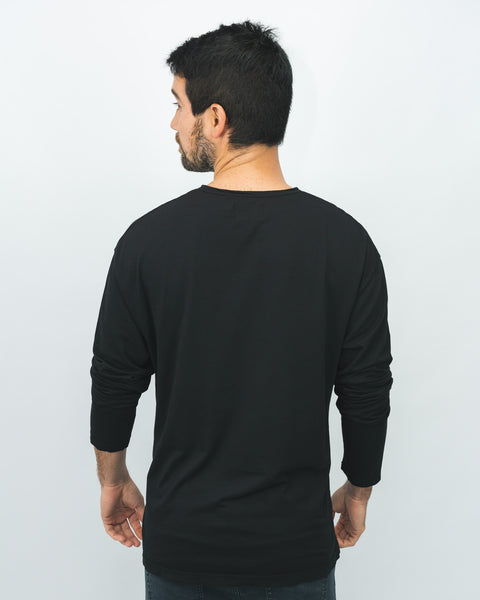 Premium Pima Henley Tee - Negro