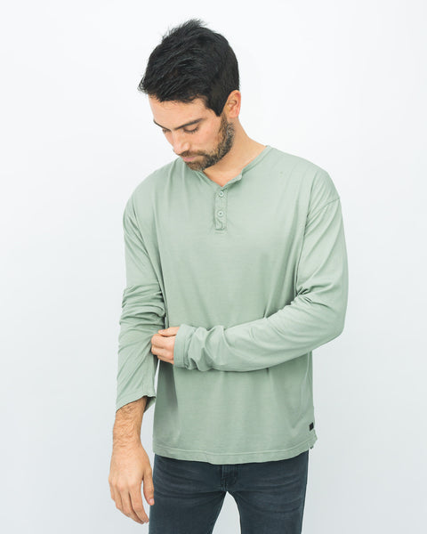 Premium Pima Henley Tee - Verde