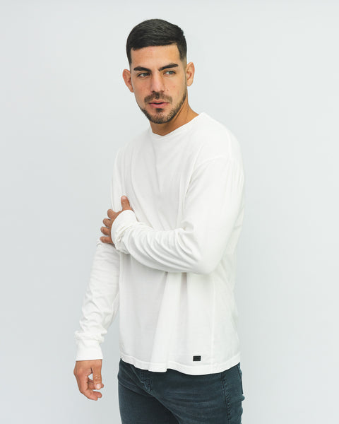 Premium Pima Long Sleeve Tee - Blanco