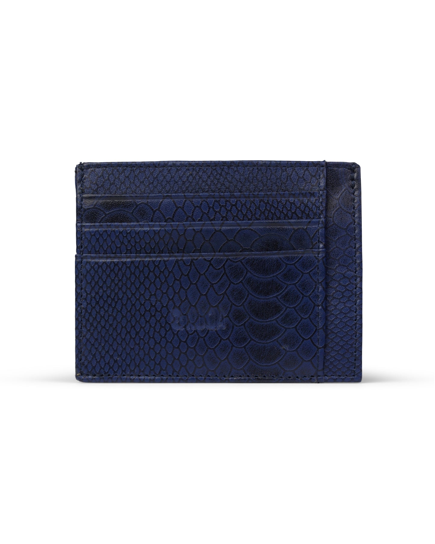 Compact Leather Cardholder - Azul Escamas