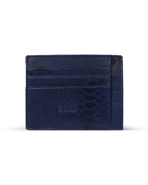Compact Leather Cardholder - Blue Scales