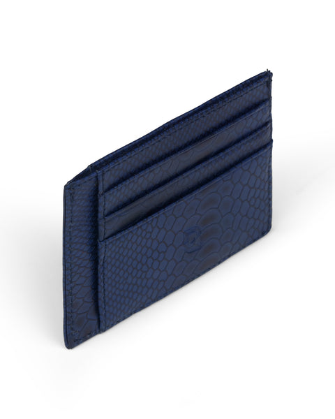 Compact Leather Cardholder - Blue Scales