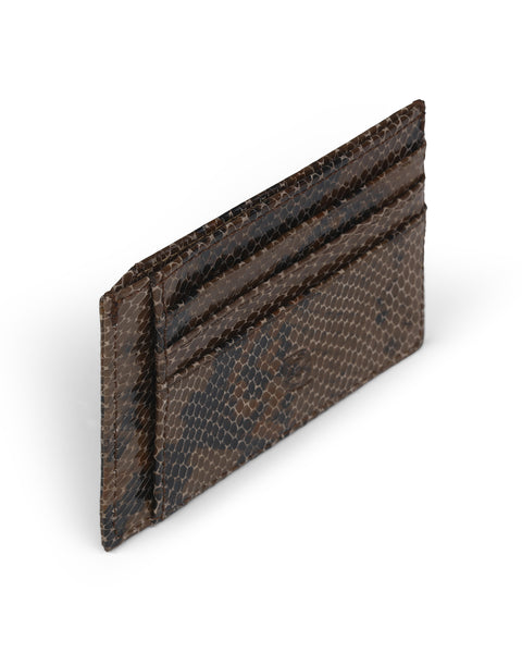 Compact Leather Cardholder - Brown Viper