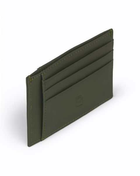 Compact Leather Cardholder - Olive Green